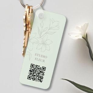 Llavero Menta   Moda Cadena de claves QR floral mínima