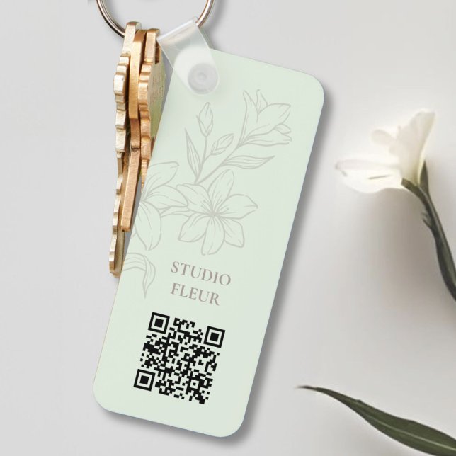 Llavero Menta | Moda Cadena de claves QR floral mínima (Subido por el creador)