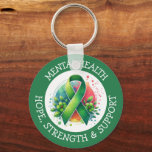 Llavero Mental Health Awareness - Support Strength Support<br><div class="desc">Keychain to help spread awareness for mental health awareness. A green awareness ribbon with the words hope,  strength and support.</div>