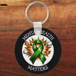 Llavero Mental Health Matters Pop Art Green Ribbon<br><div class="desc">Keychain to help spread awareness for mental health awareness. A pop art comic style green awareness ribbon with the quote,  "Mental health matters."</div>