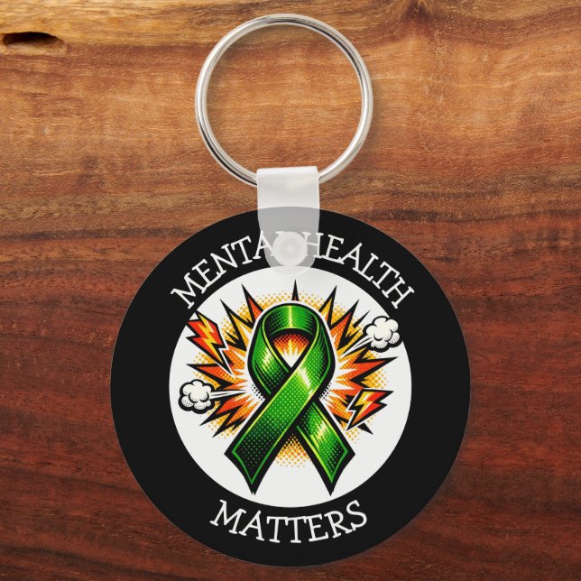 Llavero Mental Health Matters Pop Art Green Ribbon (Anverso)