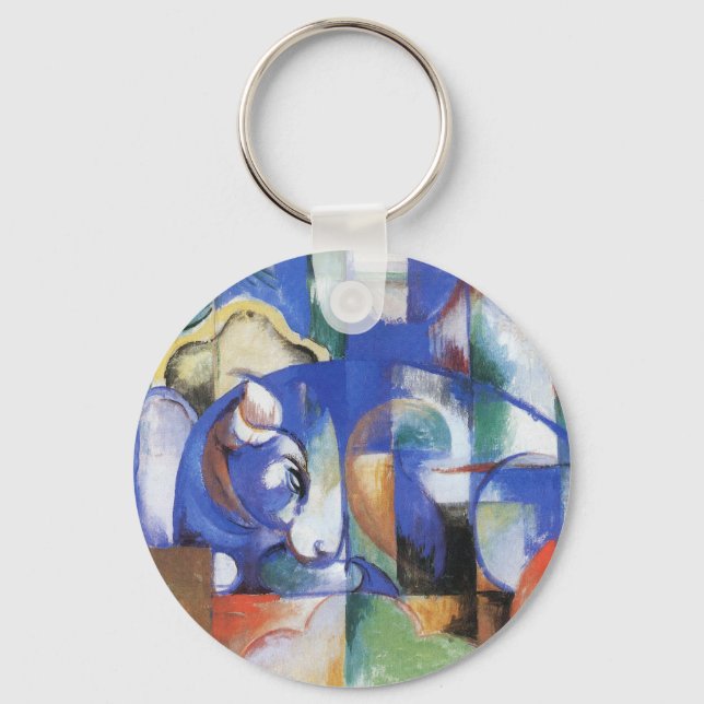 Llavero Mentiroso toro de Franz Marc, arte de cubismo vint (Anverso)