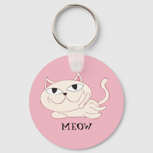 Llavero MEOW: Chillin de gato rosa'