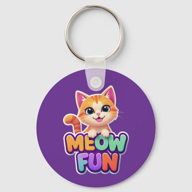 Llavero Meow Fun - Cute Smiling Cat Keychain (Anverso)