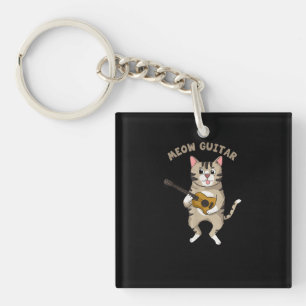 Llavero Meow Guitar Cute Cat Tocando Guitarra Graciosas Ki