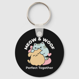Llavero Meow & Woof Perfect Together: Gato y perro delicio