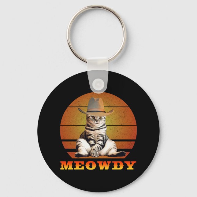 Llavero Meowdy Funny Cowboy Cat (Anverso)