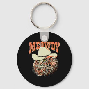 Llavero ¡Meowdy! Gracioso País Música Cat Vintage Gorra de