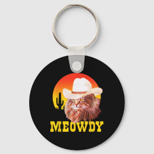 Llavero ¡Meowdy! Gracioso País Música Cat Vintage Gorra de