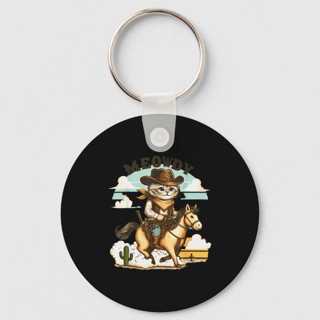 Llavero Meowdy Partner Cat Cowboy Horse Howdy Funny Countr (Anverso)