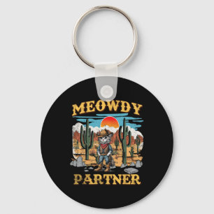 Llavero Meowdy Partner Cat Western Cowboy Vintage Cat Meow