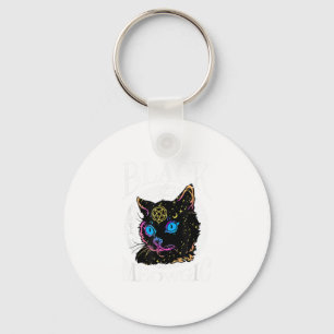 Llavero Meowgic de gato negro, bruja de Halloween, pluma d