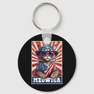 Llavero Meowica 4 De Julio Cat Bandera Americana Cat Funny