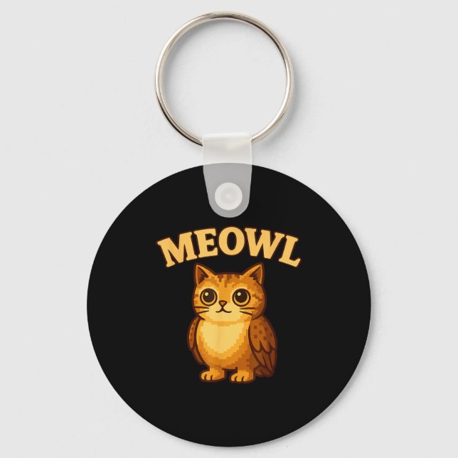 Llavero Meowl - Funny Meow Cat Owl Brainrot Meme Teen Kids (Anverso)