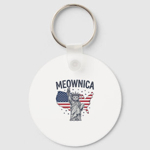 Llavero Meownica Gato Patriótico Diseño Vector Vintage_1