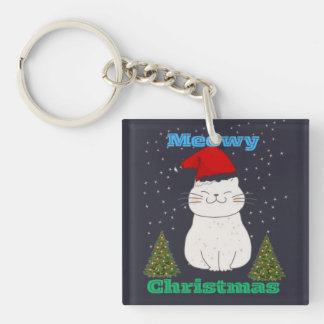 Llavero Meowy Christmas Cute Cat Design | Funny Holiday Ca