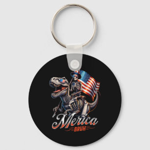 Llavero Merica Bruh Patriótico Skeleton Dinosaur T Rex 4ª