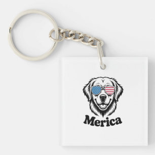 Llavero Merica Patiotic Dog anteojos USA Bandera Americana