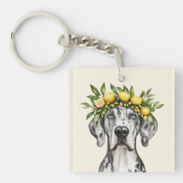 Llavero Merle Great Dane Dog Lemon Crown