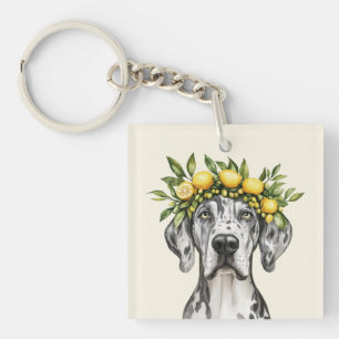 Llavero Merle Great Dane Dog Lemon Crown