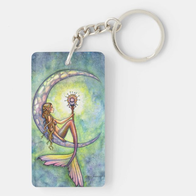 Llavero Mermaid Moon Watercolor Mermaid Molly Harrison Art (Atrás)