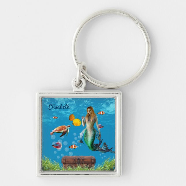 Llavero Mermaid subacuático Treasure Hunt Fantasy Blue (Frente)