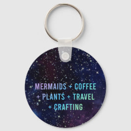 Llavero Mermaids + Café + Plantas Galaxy Design Keychain