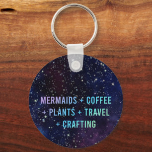 Llavero Mermaids + Café + Plantas Galaxy Design Keychain