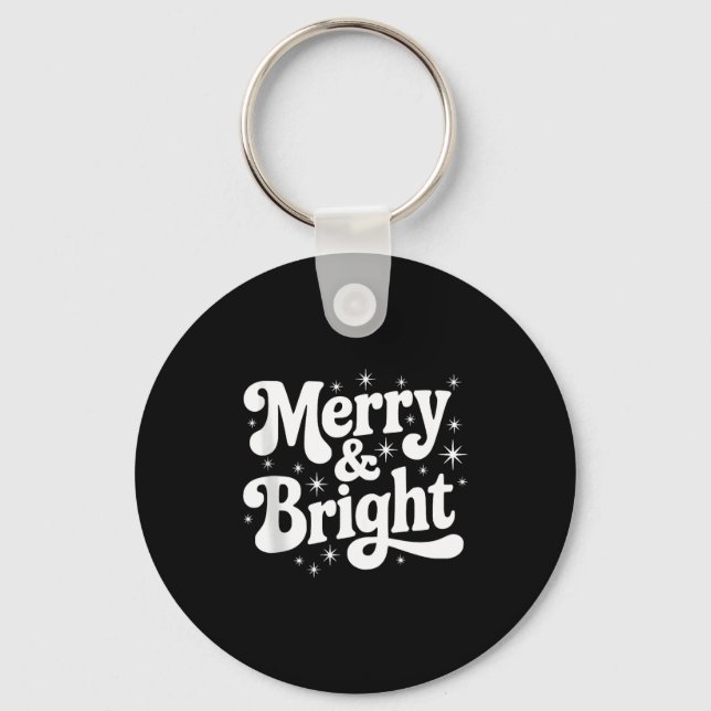 Llavero Merry &amp; Bright Retro Christmas Groovy Holiday  (Anverso)