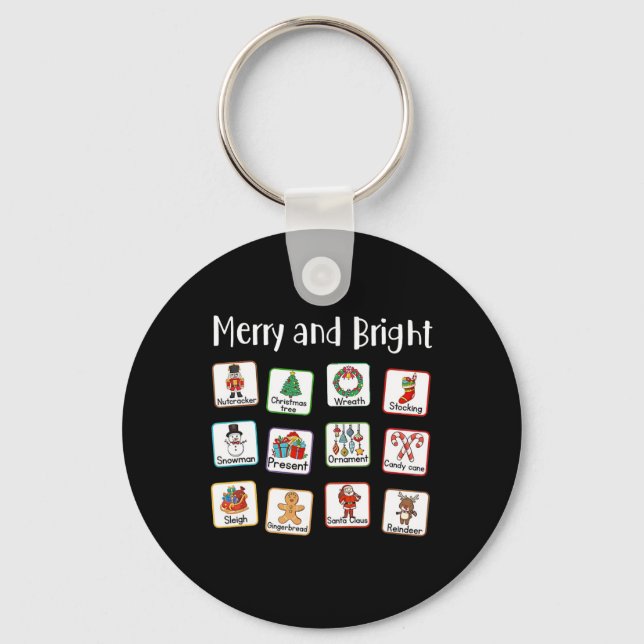 Llavero Merry And Bright Speech Therapist Aac Slp Christma (Anverso)