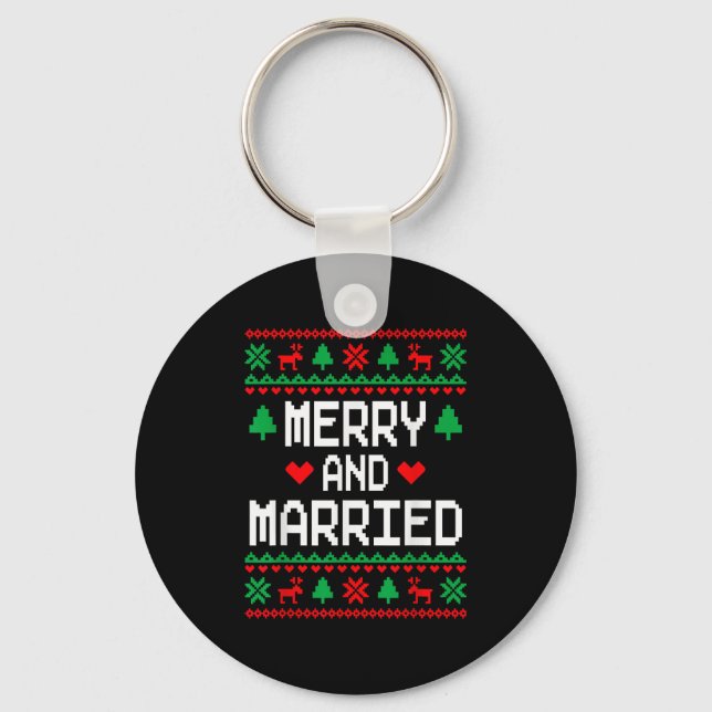 Llavero Merry And Married Couples Matching Ugly Christmas  (Anverso)