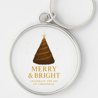 Llavero Merry & Bright Gold Glitter Christmas Round