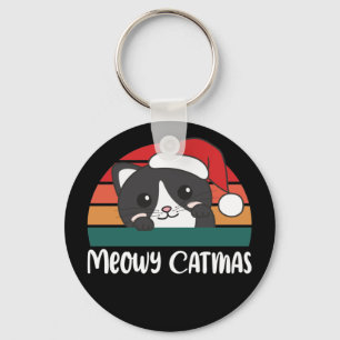 Llavero Merry Catmas Funny Cat Navidades Pun Keychain