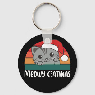 Llavero Merry Catmas Funny Cat Navidades Pun Keychain