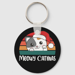 Llavero Merry Catmas Funny Cat Navidades Pun Keychain