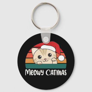 Llavero Merry Catmas Funny Cat Navidades Pun Keychain