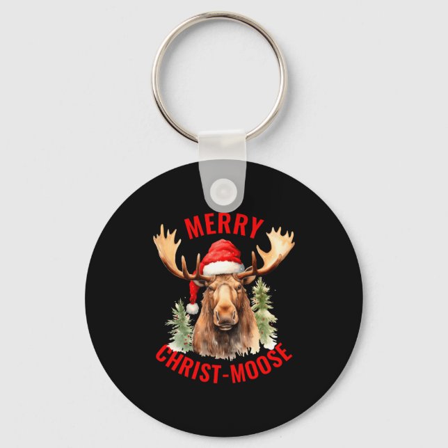Llavero Merry Christ Moose Funny Christmas Moose  (Anverso)