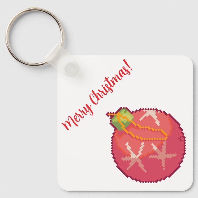 Llavero Merry Christmas Ball, Pixelart, Pixel Art  (Anverso)