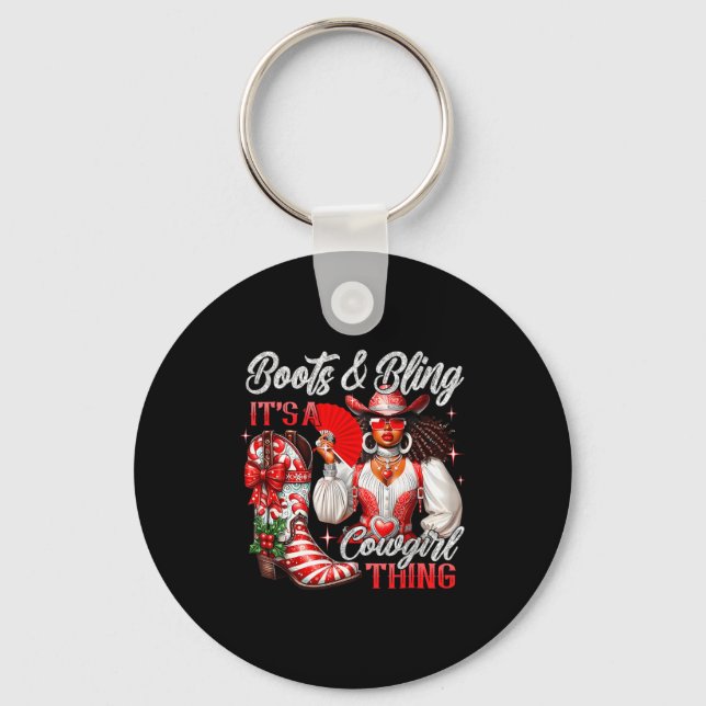 Llavero Merry Christmas Boots &amp; Bling Its A Cowgirl Th (Anverso)