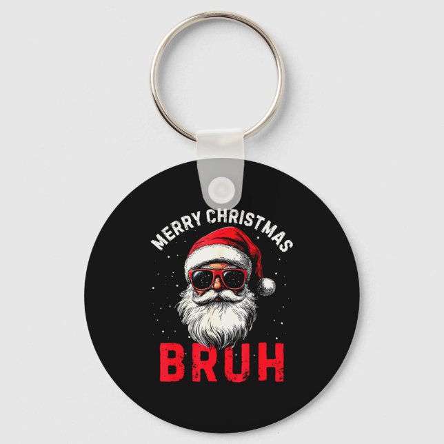 Llavero Merry Christmas Bruh Funny Santa Claus Retro Men W (Anverso)