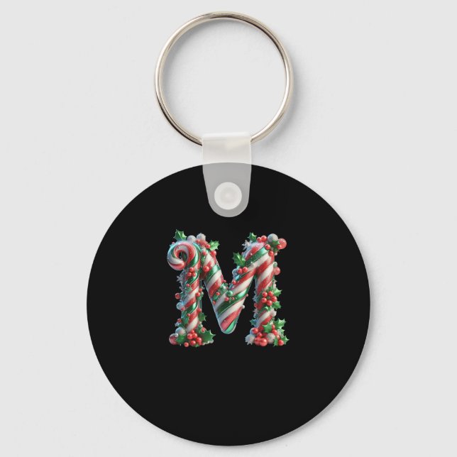 Llavero Merry Christmas Candy Cane Letter M Premium  (Anverso)