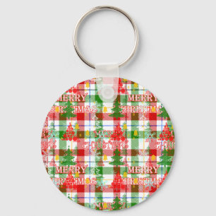 Llavero Merry Christmas Decorated Plaid Tartán