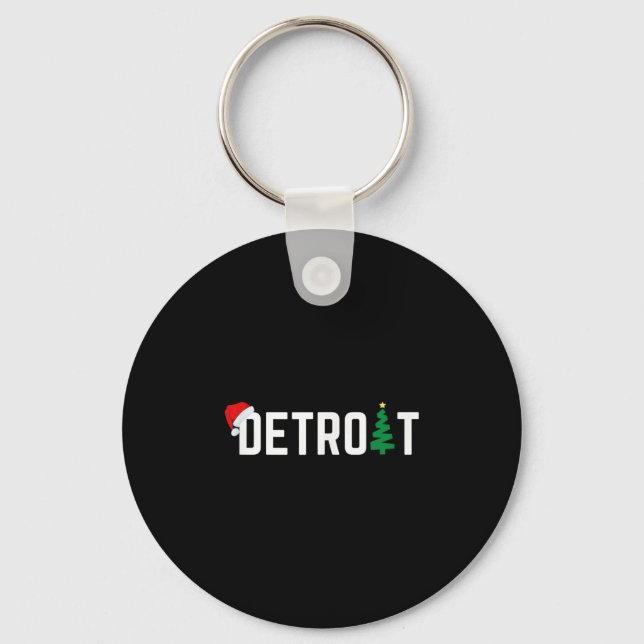 Llavero Merry Christmas Detroit Happy Holidays Michigan Sa (Anverso)