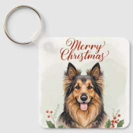 Llavero Merry Christmas Dog Festive Holiday Keychain Charm