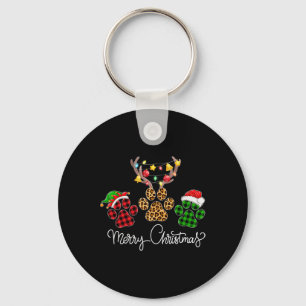 Llavero Merry Christmas Dog Paws Luce Búfalo Tapado y