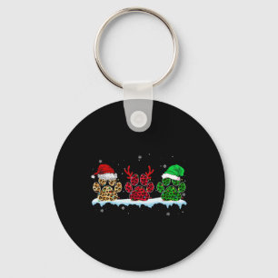 Llavero Merry Christmas Dog Paws Santa Hat Lights Leopardo