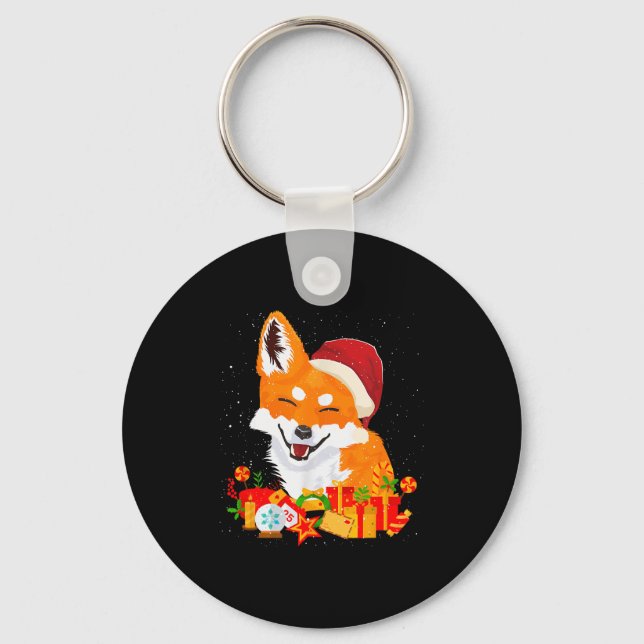 Llavero Merry Christmas Fox Foxes Ugly X-mas Sweater Santa (Anverso)