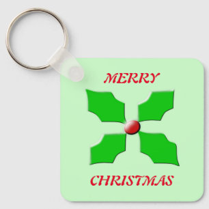 Llavero Merry Christmas Holly Personalizado