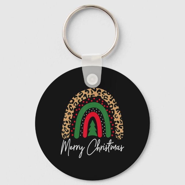Llavero Merry Christmas Leopard Rainbow Pajamas Xmas Teach (Anverso)