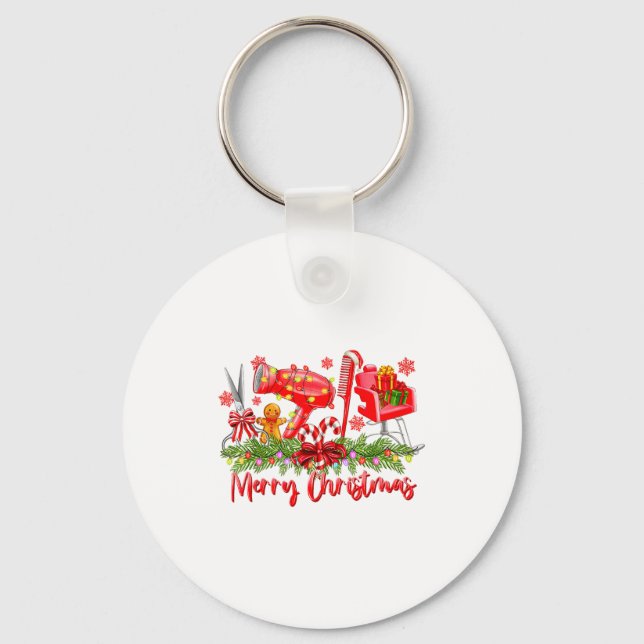 Llavero Merry Christmas Lights Hairstylist Tool Hairdresse (Anverso)
